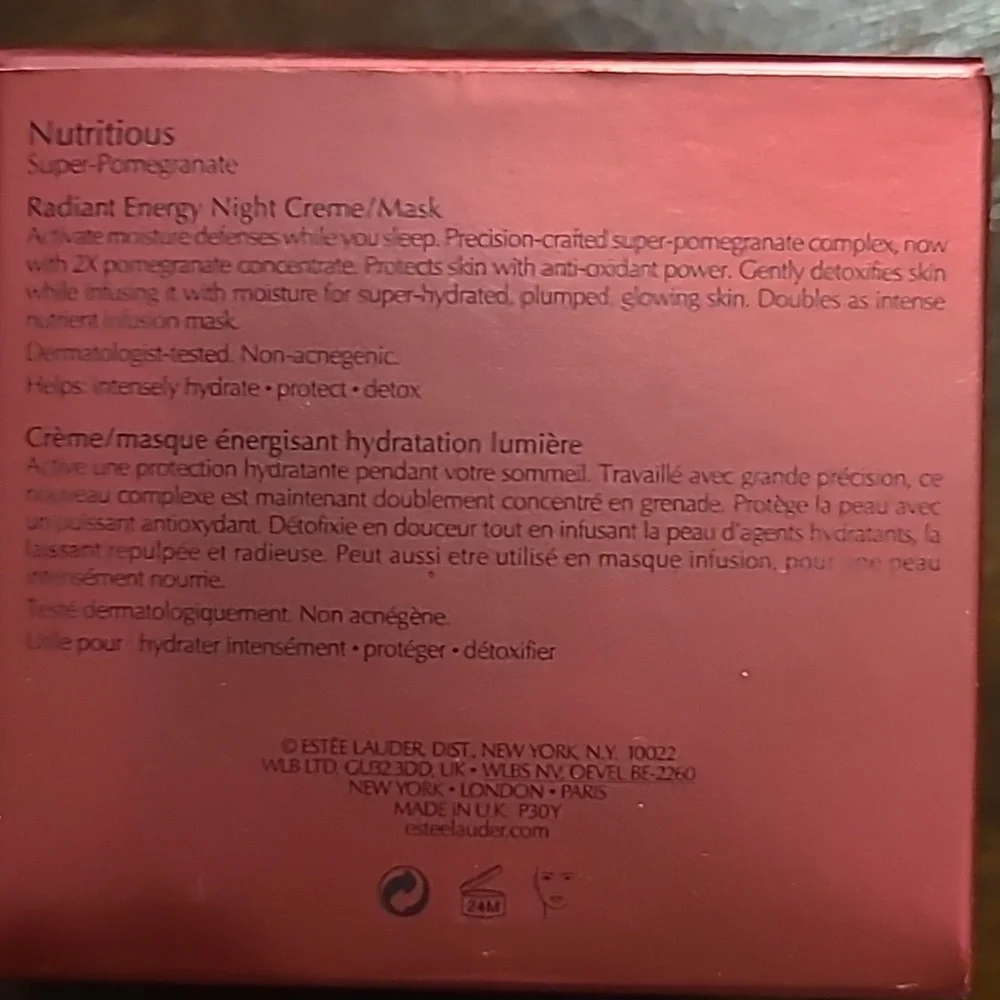ESTEE LAUDER Nutritious Super Pomegranate Radiant Energy Night Cream / Mask -NEW